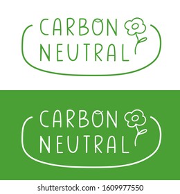 Carbon neutral. Badge vector illustrations on white and green background.