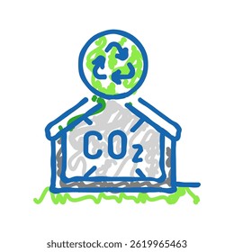 carbon neutral building green doodle icon sketch vector. carbon neutral building green sign. isolated symbol illustration