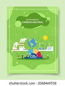 balance de CO2 neutro de carbono para plantilla de banners, volantes, libros y portada de revista