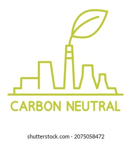 Carbon neutral. CO2 recycling icon. Eco factory symbol. Net zero carbon footprint. No air atmosphere pollution. Editable stroke. Vector