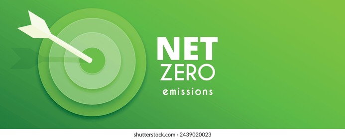 Carbon neutral concept. Net zero greenhouse gas emissions target. Vector illustration on green background. Paper cut . Banner template for a website.