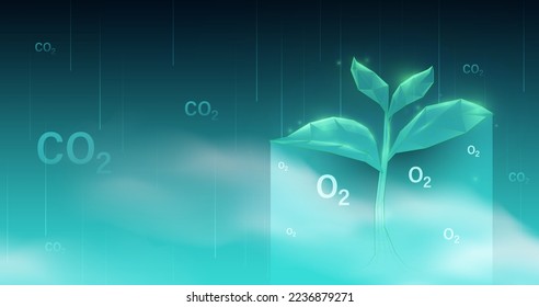 Carbon Neutral and ESG Concepts. Environment and ecology. Clean Energy. Green leaf and CO2. Vector illustration