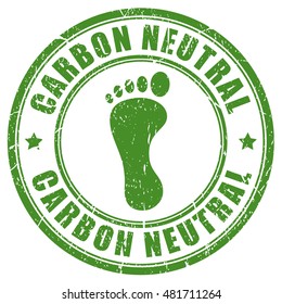 Carbon neutral footprint rubber stamp vector illustration isolated on white background