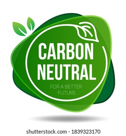 Carbon neutral icon. Green Emblem. Carbon Neutral Text Label
