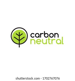 Carbon Neutral Icon Logo. CO2 Energy Monoxide Carbon Ecology Background Label Concept