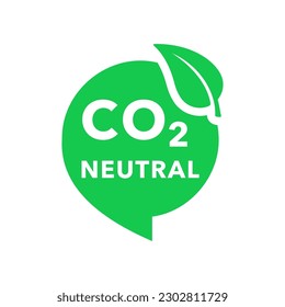 Carbon neutral icon logo. CO2 neutral labels. Ecology no pollution sign. Zero carbon footprint, carbon emissions free, eco-friendly production. Vector