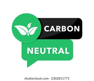 Carbon neutral icon logo. CO2 neutral labels. Ecology no pollution sign. Zero carbon footprint, carbon emissions free, eco-friendly production. Vector