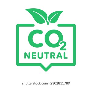 Carbon neutral icon logo. CO2 neutral labels. Ecology no pollution sign. Zero carbon footprint, carbon emissions free, eco-friendly production. Vector