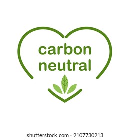 Carbon neutral icon stamp. CO2 energy monoxide carbon ecology background label concept. Vector icon in the shape of a heart.