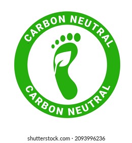  Carbon neutral icon stamp. Reduce carbon emissions. Green symbol of global warming. Protection of ecology, environment. Save the planet. Vector icon isolated on white background.