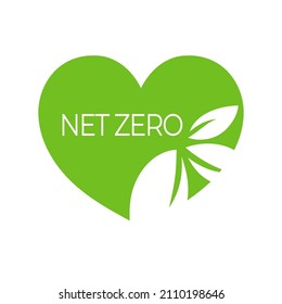 Carbon Neutral Label, Net Zero Carbon Footprint. Vector Isolated Sign, Logo In The Shape Of A Heart