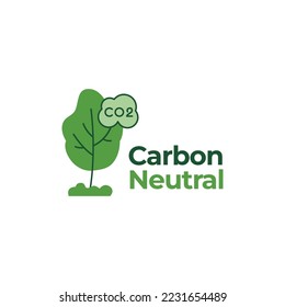 diseño del logotipo de carbono Neutral. plantilla de vector de concepto de emisiones de árbol verde y neutro .ilustración de contaminación del aire libre