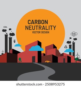 conceitos de emissões neutras em termos de carbono e emissões líquidas nulas. ambiente natural Uma estratégia de longo prazo com impacto neutro no clima objetivos de emissões de gases com efeito de estufa. concepção de faixas de vetor