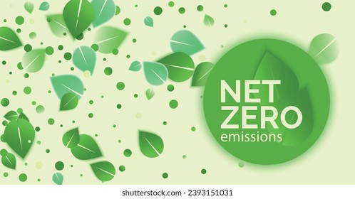 Carbon neutral. Net zero greenhouse gas emissions objective. Climate neutral long term strategy. No toxic gases. Vector illustration