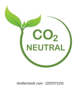 Carbon neutral sign or icon. Green leaves in a circle