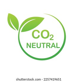 Carbon neutral sign or icon. Green leaves in a circle