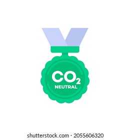 carbon neutral vector badge, medal
