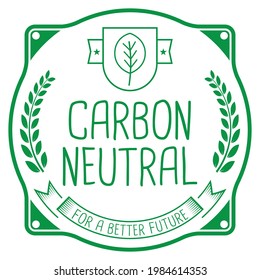 Carbon Neutral. Vector Green Icon.