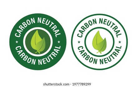 Carbon Neutral Vector Icon Set With Leaf, Eco Friendly Abstract