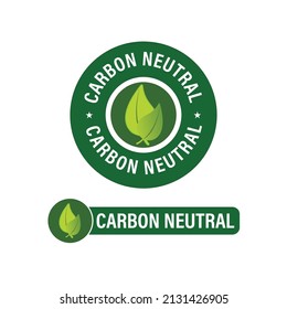 Kohlenstoffneutrales Vektorsymbol mit Blattsymbol. grün