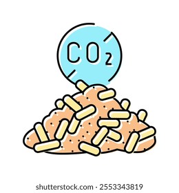 carbono neutro madeira pellets ícone de cor vetor. carbono neutro madeira pellets sinal. ilustração símbolo isolado