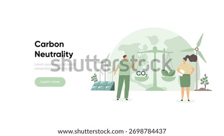 Carbon neutrality and co2 reduction sustainability concept. ESG, green and sustainable industry vector illustration