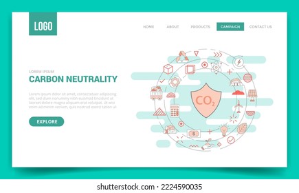 carbon neutrality concept with circle icon for website template or landing page homepage