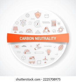 concepto de neutralidad de carbono con concepto de icono con forma redonda o circular para placa
