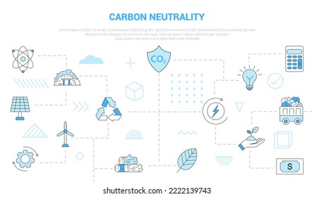 carbon neutrality concept with icon set template banner with modern blue color style