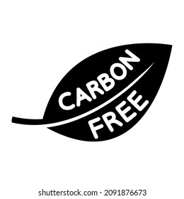 Carbon neutrality icon. CO2 recycling symbol. Leaf with lettering Carbon free. CO2 zero pollution. No air atmosphere pollution