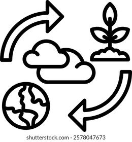 Carbon Neutrality Icon Line Vector Illustration