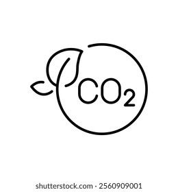 Carbon neutrality icon. Simple outline style. CO2 neutral, carbon emission, reduce, eco, leave, reduction, sustainable concept. Thin line symbol. Vector illustration isolated.