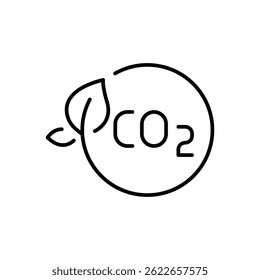 Carbon neutrality icon. Simple outline style. CO2 neutral, carbon emission, reduce, eco, leave, reduction, sustainable concept. Thin line symbol. Vector illustration isolated.