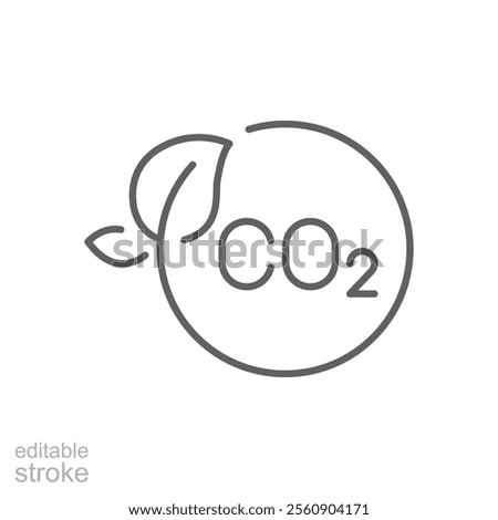 Carbon neutrality icon. Simple outline style. CO2 neutral, carbon emission, reduce, eco, leave, reduction, sustainable concept. Thin line symbol. Vector illustration isolated. Editable stroke.
