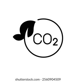 Carbon neutrality icon. Simple solid style. CO2 neutral, carbon emission, reduce, eco, leave, reduction, sustainable concept. Black silhouette, glyph symbol. Vector illustration isolated.