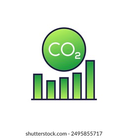 carbon offset, co2 graph icon, vector