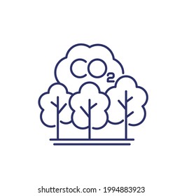 carbon offset, co2 reduction line icon