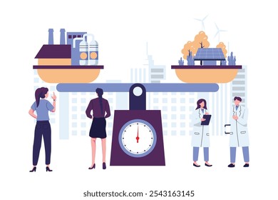 Carbon offset compensation to reduce CO2 flat style illustration vector design