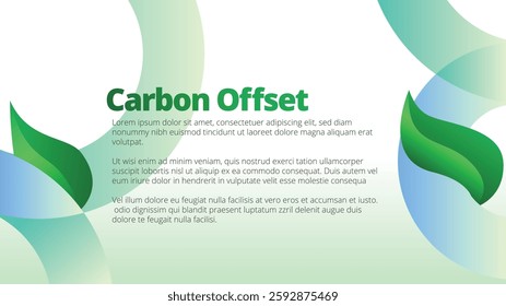 Carbon Offset concept. presentation templates corporate business annual report layout. abstract green leafs with line gradient clean look vector template 