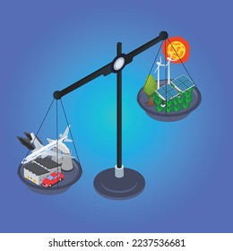 Carbon offset isometric 3d vector illustration concept for banner, website, illustration, landing page, flyer, etc.