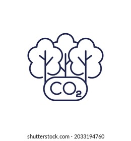 carbon offset and reducing co2 gas line icon