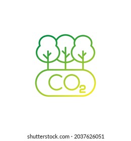 Carbon Offset And Reducing Co2 Gas Line Vector Icon