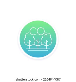 carbon offset and reducing co2 gas icon, linear vector design