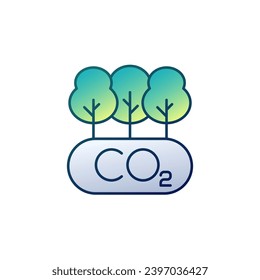 carbon offset and reducing co2 gas icon with outline