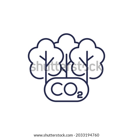 carbon offset and reducing co2 gas line icon