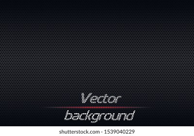 Carbon perforated fiber texture. Hi tech vector background. Black seamless pattern.