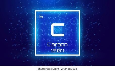Carbon. Periodic Table Element with Symbol C. Chemical Element Card with Number and Atomic Weight. Design for Education, Lab, Science Class. Vector Illustration.