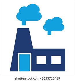 Ilustración vectorial plana del icono azul de la producción del carbono
