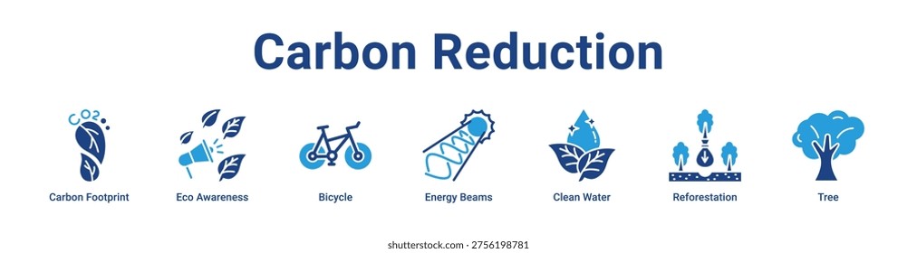Carbon Reduction icon banner and collection