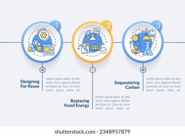 Carbon removal strategies circle infographic template. Clean air. Data visualization with 3 steps. Editable timeline info chart. Workflow layout with line icons. Lato-Bold, Regular fonts used